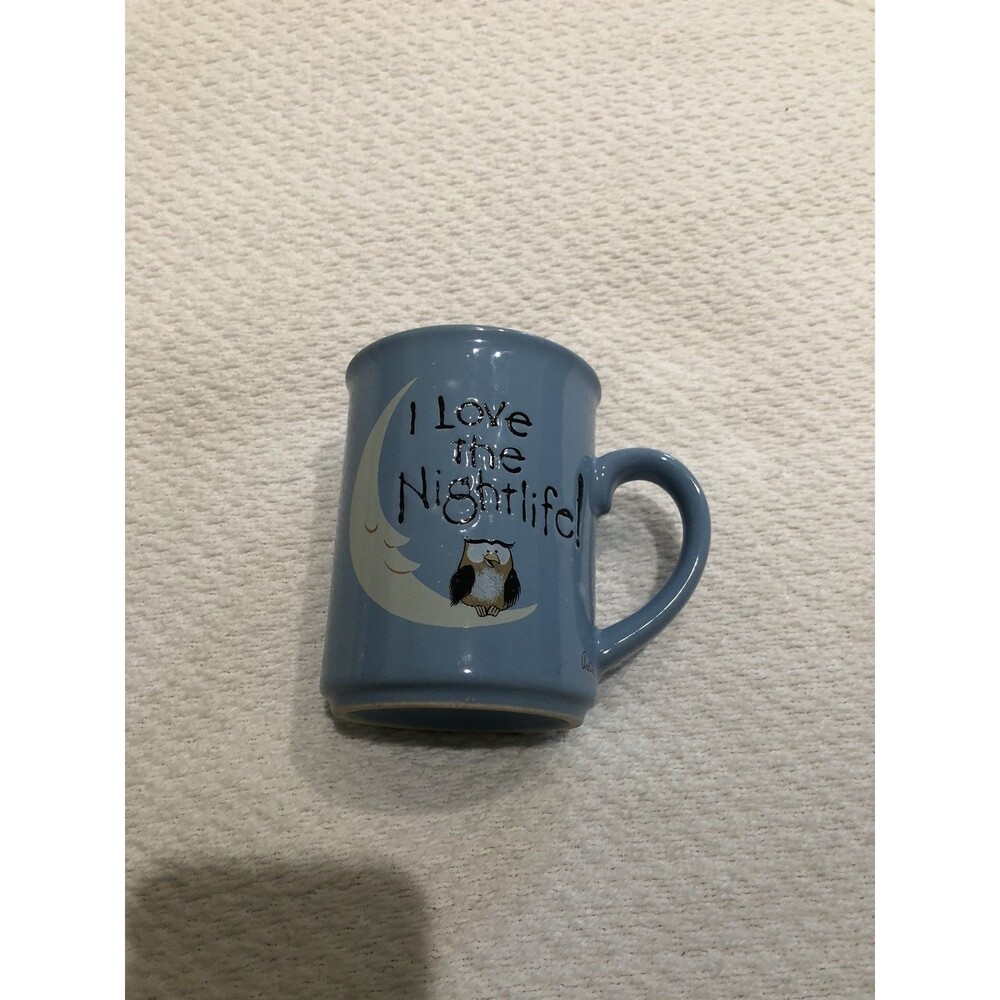 VTG Japan “Message Mugs”George Good Owl Moon “I Love The Night Life” Blue w/flaw